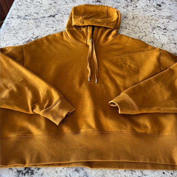 Calia Tops - Calia  Mustard Drawstring Hooded Sweatshirt